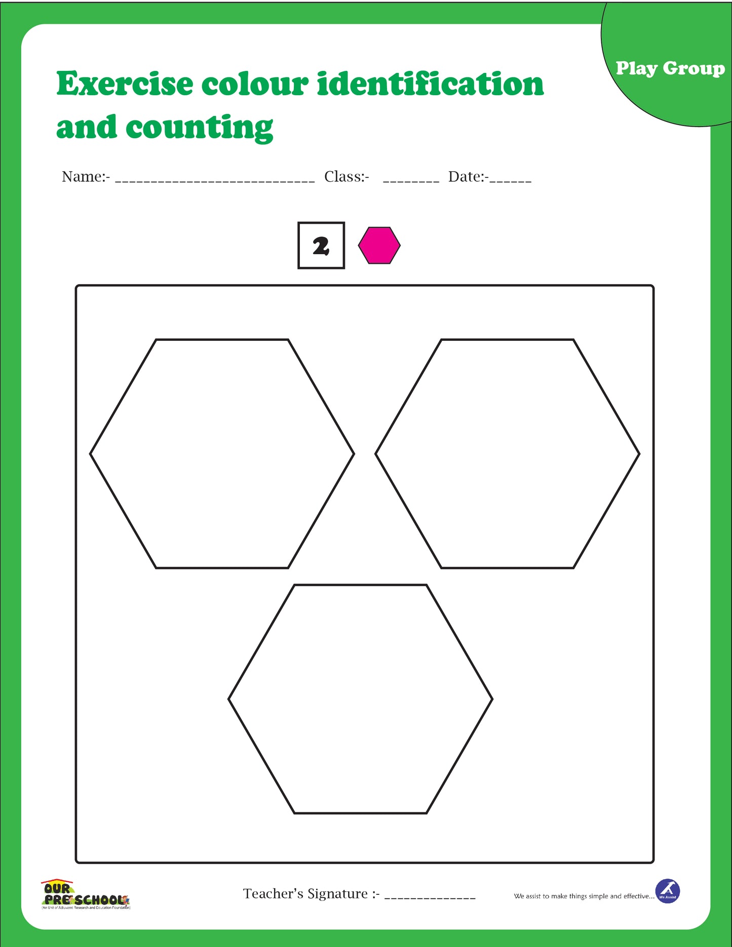 Play Group Work Sheet